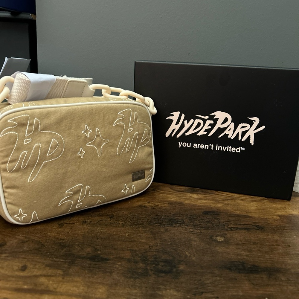 New Hyde Park You Aren’t Invited Crème Crossbody Bag with chain strap